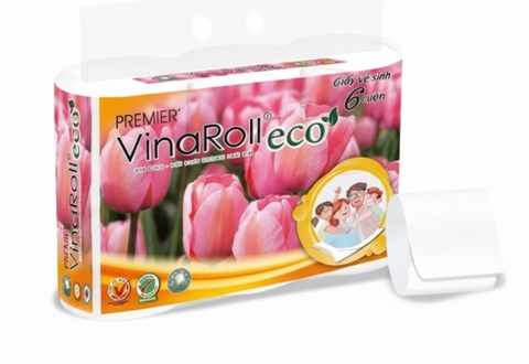 Giấy vệ sinh Premier VinaRoll Eco không lõi, 3 lớp, không chất tẩy lốc 6 cuộn