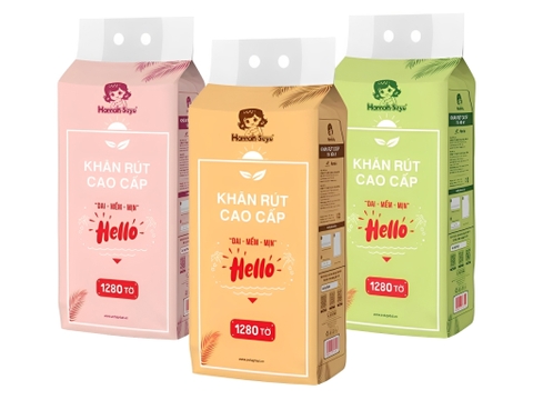 Khăn giấy rút Hannah-Seyo dạng treo không mùi 4 lớp 1280 tờ (giao mẫu ngẫu nhiên)