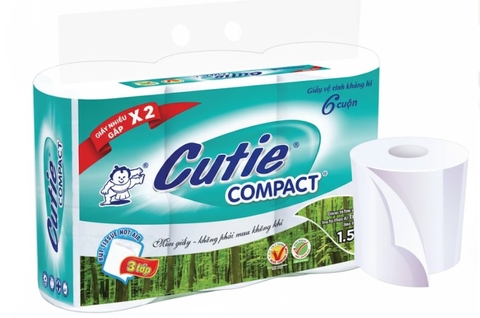 Giấy vệ sinh Cutie compact không lõi 6 cuộn