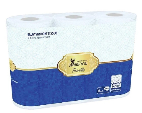 Giấy vệ sinh Bless you Famille 3 lớp 6 cuộn