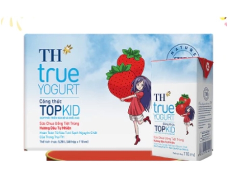 Thùng 48 hộp sữa chua uống tiệt trùng TH True Your Topkid hương Dâu 110ml