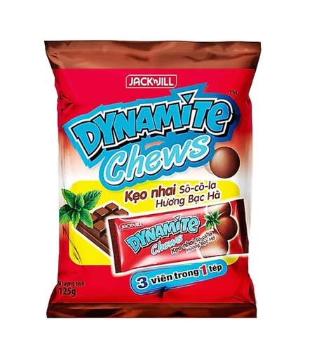 Kẹo Dynamite Chews 3 viên Vị Socola hương Bạc Hà, gói 125g