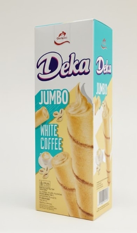 Bánh xốp ống Deka Jumbo cà phê trắng White Coffe, hộp 140g