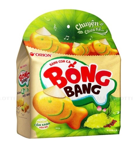 Bánh cá Orion Bống bang Mochi Cốm xanh đậu đỏ, gói 145g