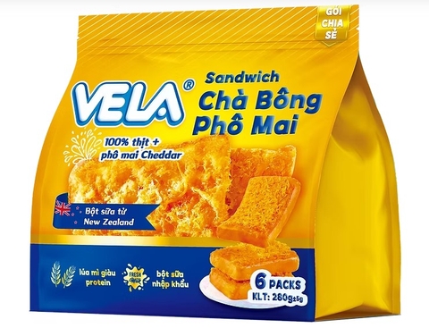 Bánh mì Sandwich VELA chà bông phô mai, gói 282g