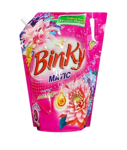Nước giặt xả Binky hương nước hoa túi 3.1kg màu hồng