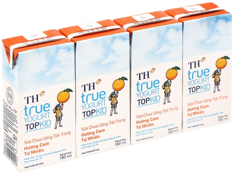 Sữa chua uống tiệt trùng hương Cam TH true Yogurt TOPKID 180ml