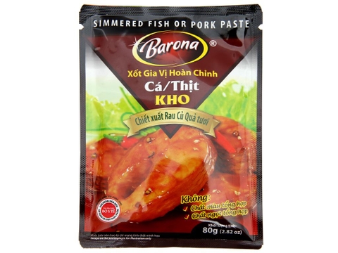 Xốt gia vị hoàn chỉnh ướp cá, thịt kho Barona gói 80g