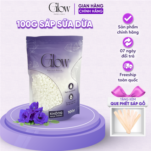 Sáp Wax Lông Sữa Dừa Premier Cao Cấp Túi 100gr GLOW WAXING Siêu Bám Lông Chuyên Dùng Cho Da Nhạy Cảm Tặng Que
