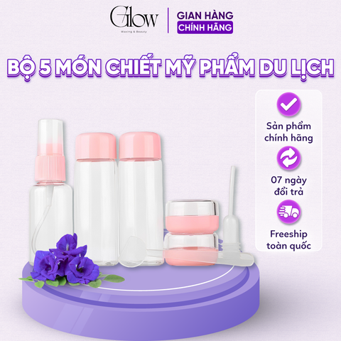 Bộ Chiết Mỹ Phẩm Du Lịch 5 Món GLOW WAXING Nhỏ Gọn, Tiện Lợi Kèm Túi Zip Siêu Xinh