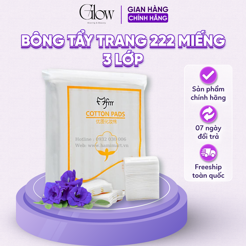 Bông Tẩy Trang 222 Miếng 3 Lớp Cotton Sợi Tự Nhiên GLOW WAXING Giá Rẻ Chất Lượng Tầm Trung