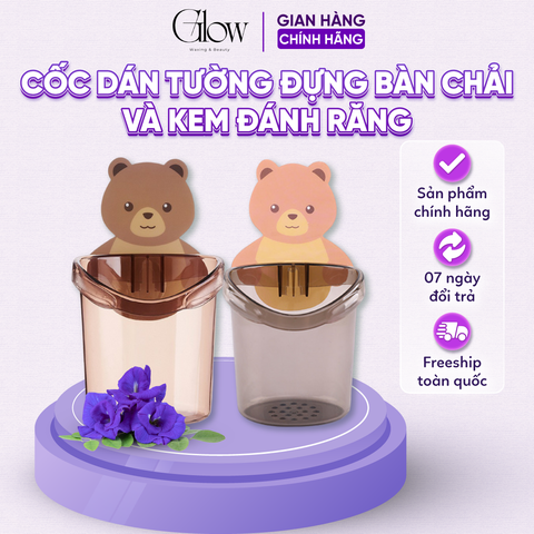 Cốc Gấu Dán Tường Đựng Bàn Chải Và Kem Đánh Răng GLOWWAXING
