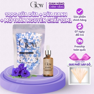 Combo 100Gr Sáp Wax Lông Mix Sữa Dừa + Dừa Xanh Premium Siêu Bám Lông GLOW WAXING + Mỡ Trăn nguyên Chất 100% CHE TÊN