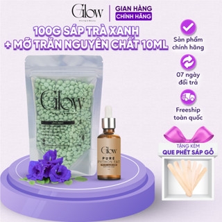 Combo 100Gr Sáp Wax Lông Nóng Trà Xanh Full Cao Cấp GLOW WAXING Siêu Bám Lông +Mỡ Trăn Nguyên Chất 100% 10ml CHE TÊN