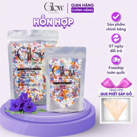 Sáp Wax Lông Mix Hỗn Hợp Nhiều Màu Cao Cấp Siêu Bám Lông GLOW WAXING Tặng Kèm Que Phết Sáp CHE TÊN SẢN PHẨM