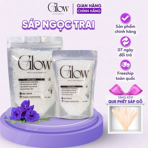 Sáp Wax Lông Ngọc Trai Premium Siêu Bám Lông Chuyên Wax Nách, Bikini Bám Lông Tốt GLOWWAXING Tặng Kèm Que Gỗ Phết Sáp