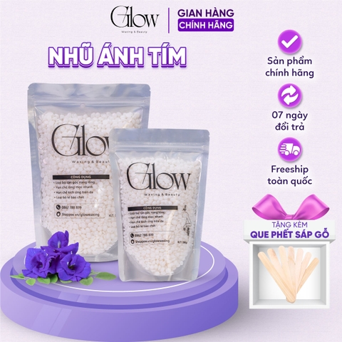 Sáp Wax Lông Nhũ Ánh Tím GLOWWAXING Cao Cấp, Siêu Bám Lông Chuyên Wax Bikini, Nách Bám Lông Tốt Tặng Que Gỗ Phết Sáp