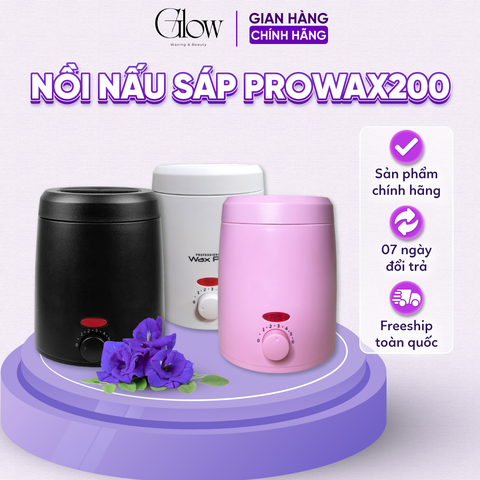 Nồi Nấu Sáp Wax Lông Pro Wax 200 Mini GLOWWAXING Chống Dính Cao Cấp Nấu Sáp Nhanh Tặng Kèm Que Gỗ CHE TÊN - 1013
