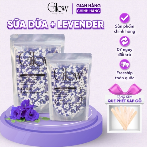 Sáp Wax Lông Lavender Mix Sữa Dừa Chuyên Wax Bikini, Body, Nách GLOW WAXING Dùng Được Cho Da Nhạy Cảm Tặng Kèm Que