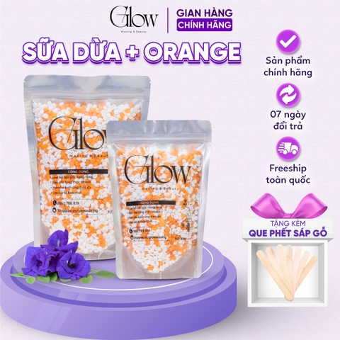Sáp Wax Lông Nóng Sữa Dừa Orange Cao Cấp GLOW WAXING Siêu Bám Lông Thân Thiện Với Làn Da Tặng Que Gỗ CHE TÊN SẢN PHẨM