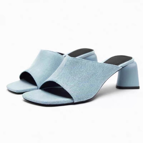 Guốc ZR Denim gót dẹt (sẵn hàng)H259