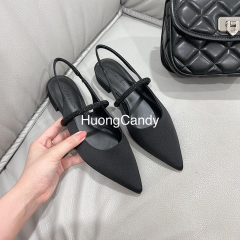 Giày CK bệt quai ngang đính đá quai hậu hở gót FULLBOX(Sẵn )H243/7934/T2.3A