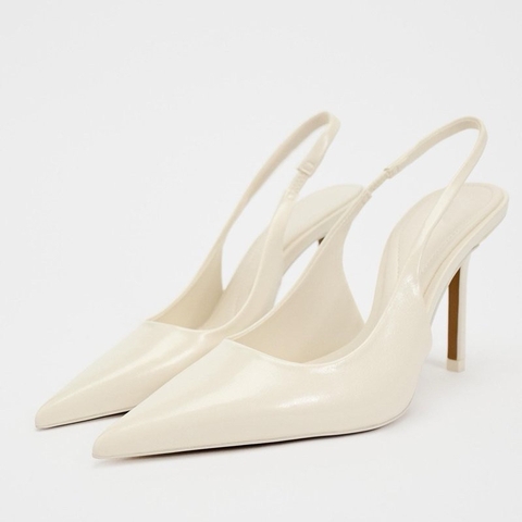 Giày Zr Slingback trơn mũi nhọn<2K> ( Hàng sẵn) lùi 1 szH216/ 6891-11/ T1.3
