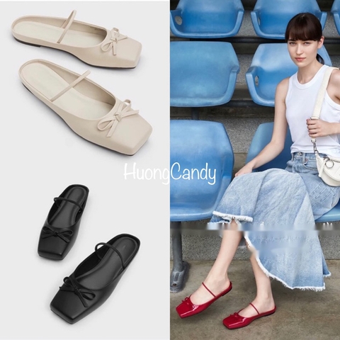 Giày CK mũi vuông đính nơ H192/8125/T2.2A/2B/1B