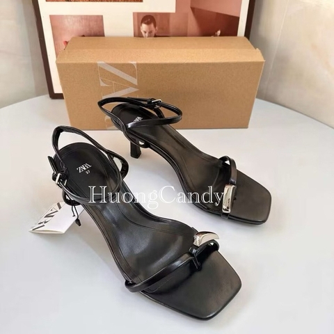(CHUẨN SZ- SẴN) Sandal cao gót Z.R đính miếng trang trí sliver Fullbox H414/8794/T2.1B