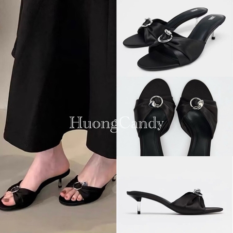 Guốc Z Lụa trái tim bạc nhỏ(sẵn) H09/25095-1/T1.5