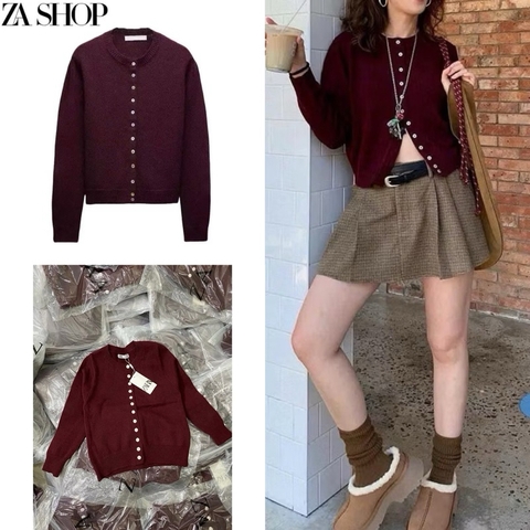Áo Len Z đỏ cúc trắng (Sẵn)H49