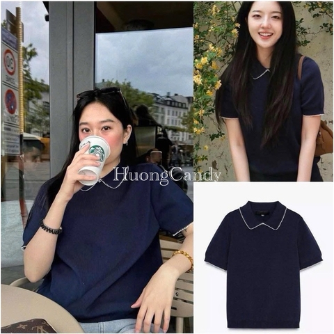 Áo Polo Za.da nữ Viền ren xuất dư(sẵn) H438/T1