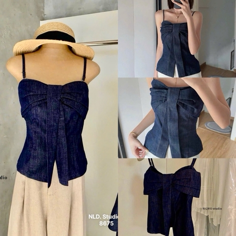 Áo Jean hai dây WGWE nơ ngực #W8675# H583