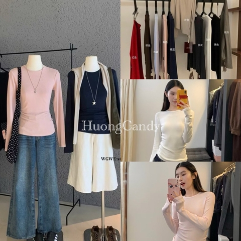 Áo Giữ Nhiệt Thun trơn dài tay WGWE basic thon dáng #W7398# H544