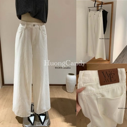 Quần Jean Wgwe Ống Suông Trắng Trơn #W6676# H538