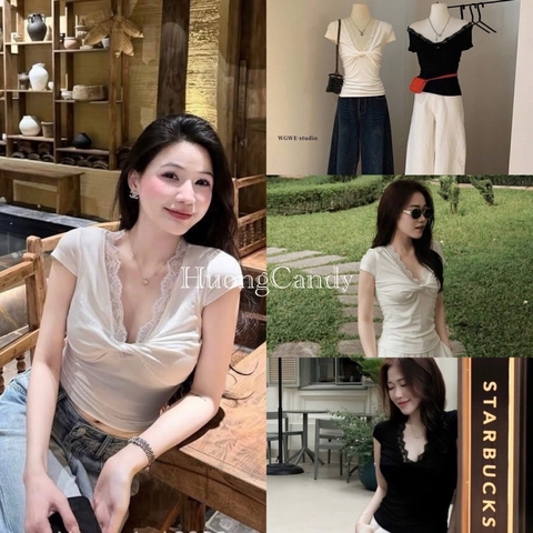 Áo WGWE ren xoắn ngực Basic #W5928# H577