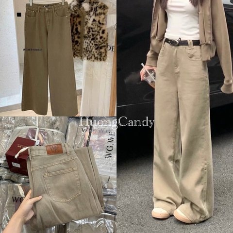 Quần Jeans Nâu Tây Ống Rộng Y2K W8521#/H520