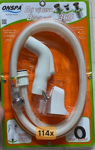 Bộ xịt vệ sinh cao cấp dây PVC xoay 360 độ Onspa 114X 1m2