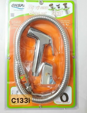 Bộ xịt vệ sinh cao cấp dây inox 304 có chế độ tự xịt xoay 360° ONSPA 133I 1m2