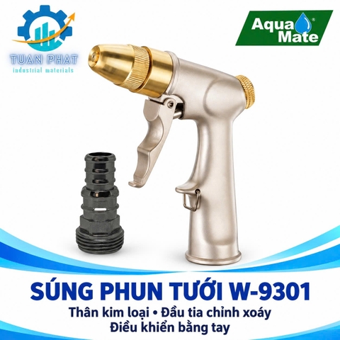 Vòi Xịt Tưới Cây Tự Động Tăng Áp AQUAMATE – Đài Loan W-9301 | 3 Chế Độ Phun Mạnh Mẽ