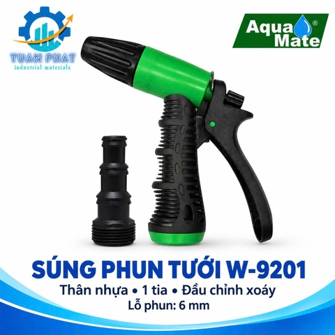 Vòi xịt tưới cây tăng áp W-9201 AQUAMATE Đài Loan – Điều chỉnh đa tia, bền bỉ, dễ sử dụng