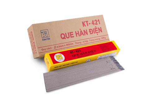 Que Hàn Kim Tín KT-421 2.5mm | Hàn Thép Cácbon – Dễ Bắt Hồ Quang – Mối Hàn Bền Đẹp