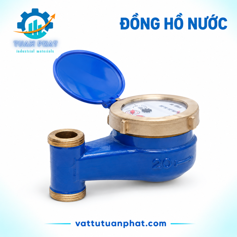 HDV  Đồng Hồ Nước Lắp Đứng DN15–DN25 Class B, Đa Tia, Thân Gang Vành Đồng