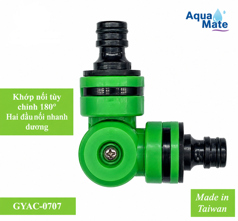 GYAC-0707 Khớp Nối Tùy Chỉnh Góc Xoay 180° Hai Đầu Nối Nhanh Dương Chính Hãng