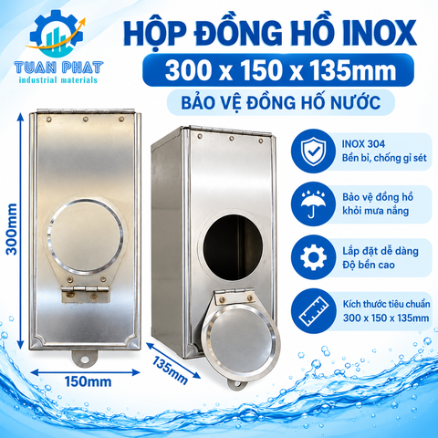 Hộp Đồng Hồ Nước Inox 304 Kích Thước 300x150x135mm – Bền Đẹp, Chống Gỉ Sét, Bảo Vệ Đồng Hồ Nước