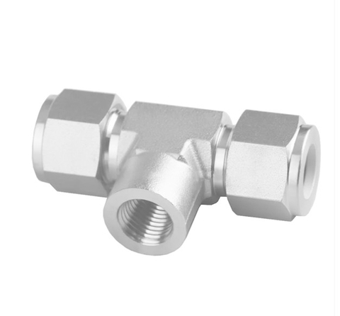 Đầu nối chữ T inox 316 hai đầu hạt bắp, một đầu ren trong