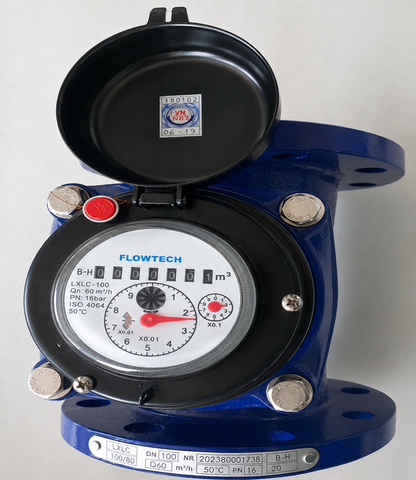 Đồng Hồ Đo Lưu Lượng Nước Sạch LXLC-100 DN100 FLOWTECH Malaysia – Mặt Bích PN16