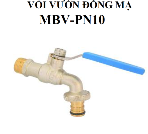 Vòi vườn đồng phi 27 DN20 MBV tay Inox đầu nối thông minh