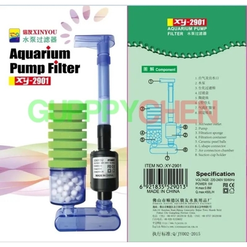 Lọc sủi vi sinh có MÁY BƠM bio bông ĐƠN , bông ĐÔI kèm vật liệu lọc XY-2901 , XY-2902