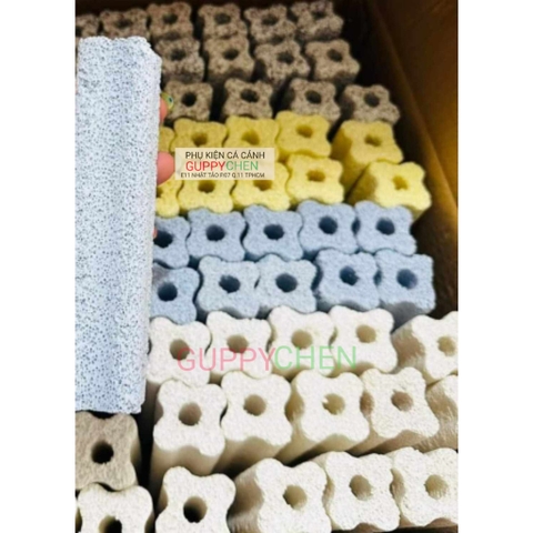 Thanh Sứ Hoa Mai 4 Màu - Vật Liệu Lọc Trong Nước Cho Bể Cá 15x3.5cm